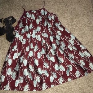ModCloth Lace&Mesh Burgundy Floral Dress